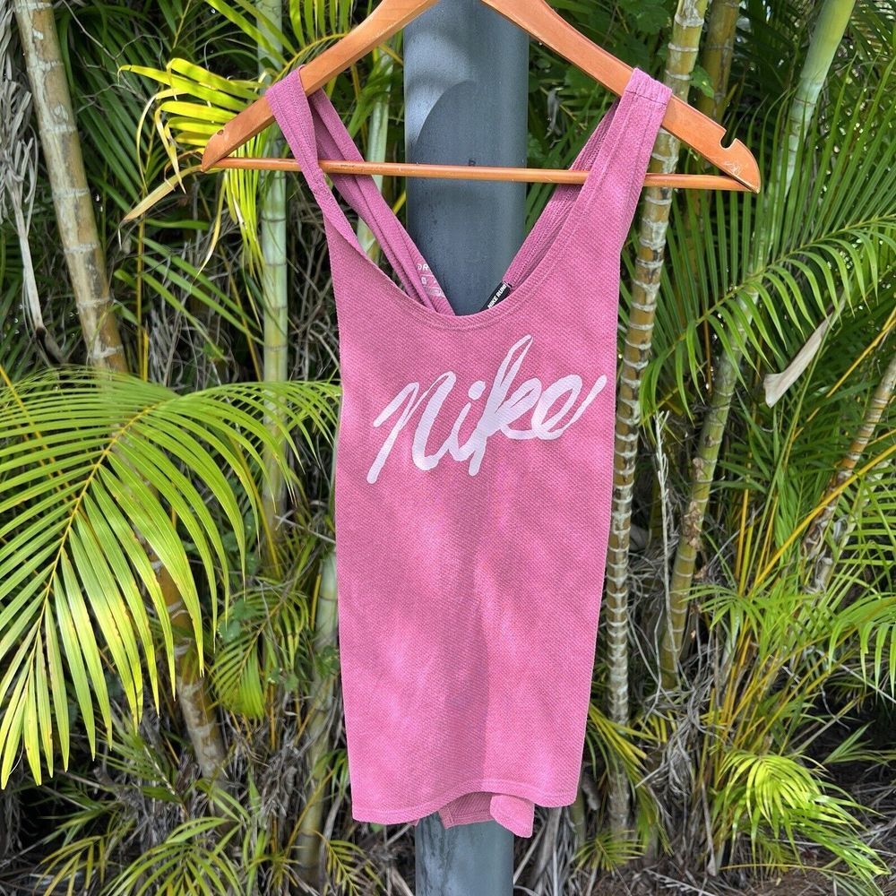 Nike Dry Tank Top Dri Fit Miler Running Criss Cross Back Pink  Size Small
